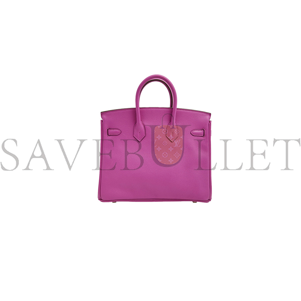 HERMES MAGNOLIA LEATHER PALLADIUM PLATED BIRKIN 25 BAG (25*22*13cm)